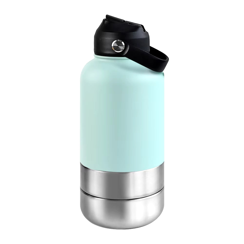 32Oz Portable 3 in 1 Pet Water Bottle Stainless Steel Pet Feeder Travel Outdoor 34Oz Multifunc Pet Bowl Dog Food Cup