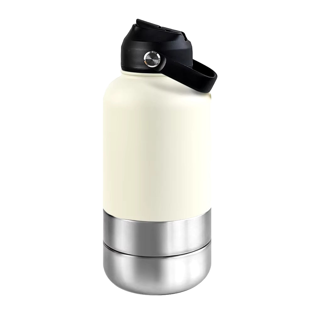 32Oz Portable 3 in 1 Pet Water Bottle Stainless Steel Pet Feeder Travel Outdoor 34Oz Multifunc Pet Bowl Dog Food Cup