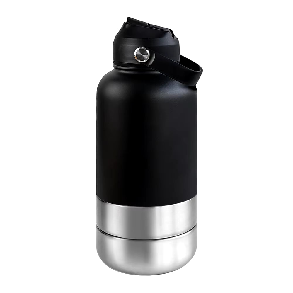 32Oz Portable 3 in 1 Pet Water Bottle Stainless Steel Pet Feeder Travel Outdoor 34Oz Multifunc Pet Bowl Dog Food Cup